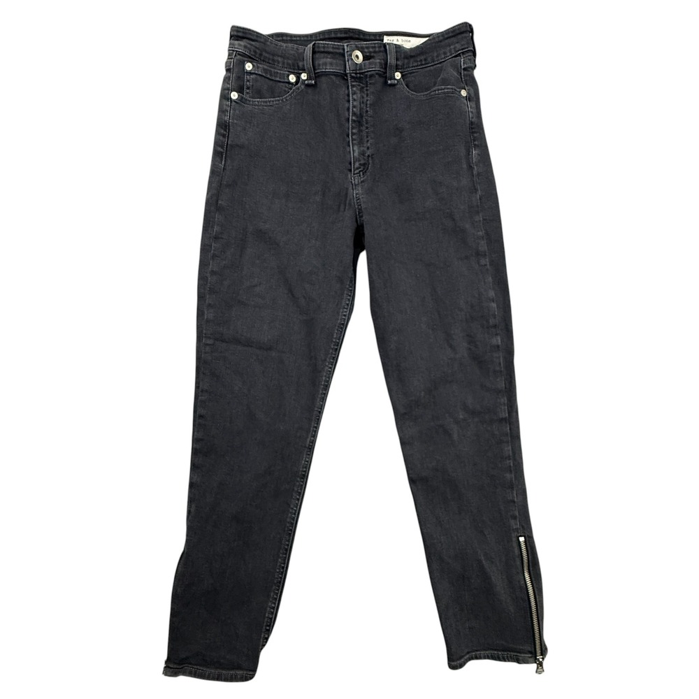 Rag & Bone Jeans Womens 28 Black Nina High Rise Ankle Cigarette Zip Slim Stretch